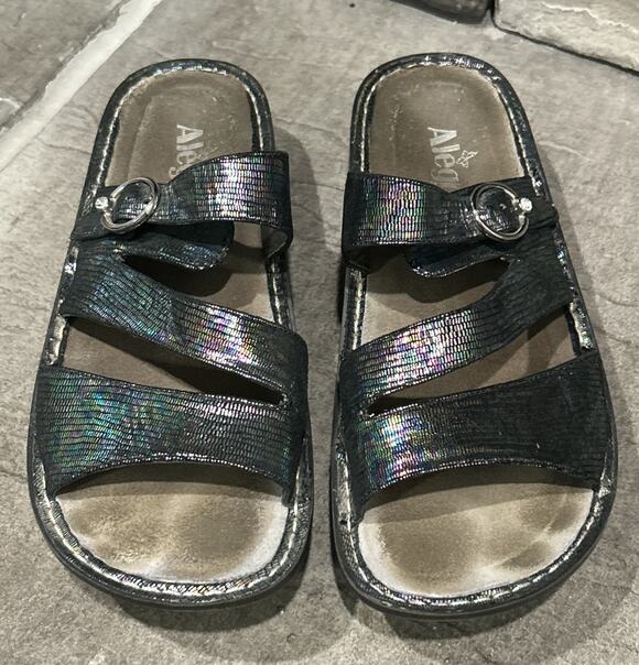 Alegria Shoes - Women’s ALEGRIA Black Shimmer COLETTE Slip On Shoes Size 40 9.5 / 10 Sandals
